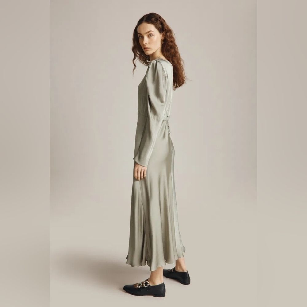 Ghost London | Long Sage Rosaleen Dress Green — image 6 of 8
